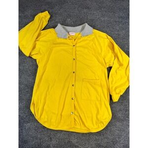 #145 Vintage Lerner Woman Yellow Snap Front Long Sleeve Shirt Grey Collar Small
